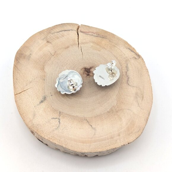 Handmade Navajo Round Onyx Black Stud Sterling Silver Earrings  Jewelry ** - Picture 9 of 10